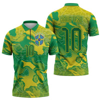 Custom Brazil National Football Zipper Polo Shirt South American Wild Nature Sporty Style - Wonder Print Shop