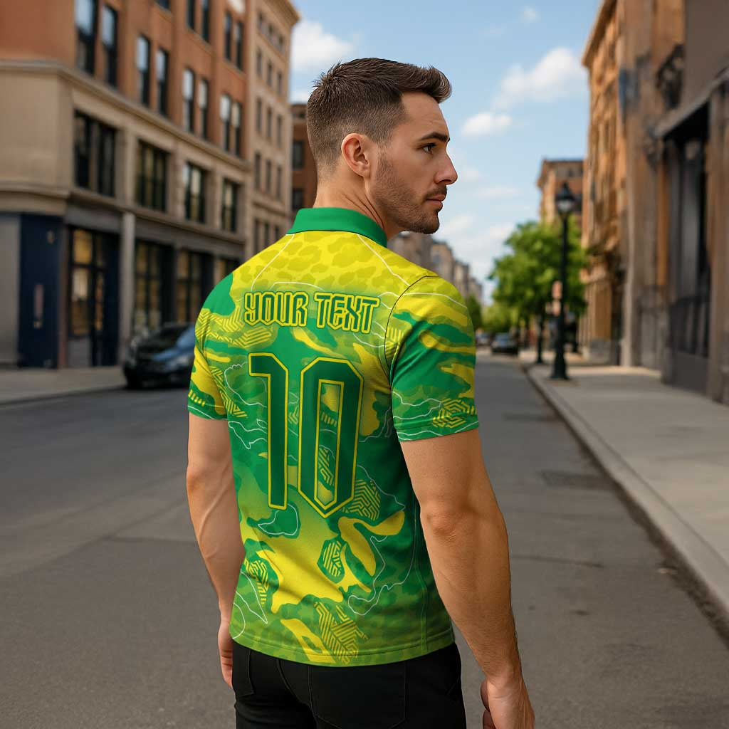 Custom Brazil National Football Zipper Polo Shirt South American Wild Nature Sporty Style - Wonder Print Shop