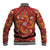 Norwegian Male Bunad Baseball Jacket with Rosemaling Folk Art Red Color - Wonder Print Shop