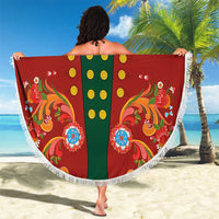 Norwegian Male Bunad Beach Blanket with Rosemaling Folk Art Red Color - Wonder Print Shop