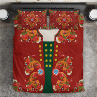Norwegian Male Bunad Bedding Set with Rosemaling Folk Art Red Color - Wonder Print Shop
