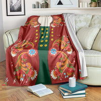 Norwegian Male Bunad Blanket with Rosemaling Folk Art Red Color - Wonder Print Shop