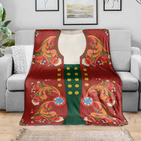 Norwegian Male Bunad Blanket with Rosemaling Folk Art Red Color - Wonder Print Shop