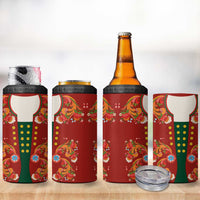 Norwegian Male Bunad 4 in 1 Can Cooler Tumbler with Rosemaling Folk Art Red Color - Wonder Print Shop