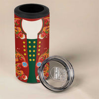 Norwegian Male Bunad 4 in 1 Can Cooler Tumbler with Rosemaling Folk Art Red Color - Wonder Print Shop