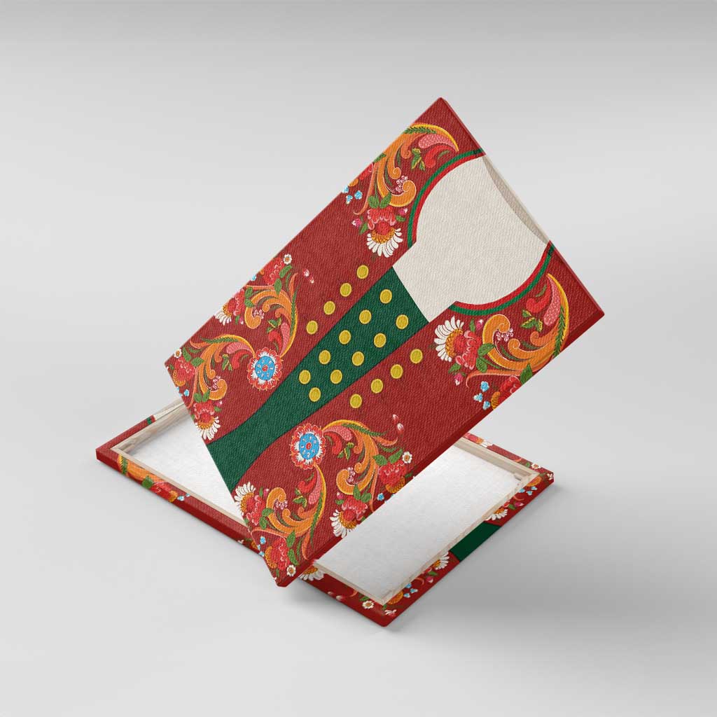 Norwegian Male Bunad Canvas Wall Art with Rosemaling Folk Art Red Color - Wonder Print Shop