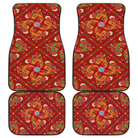 Norwegian Male Bunad Car Mats with Rosemaling Folk Art Red Color - Wonder Print Shop