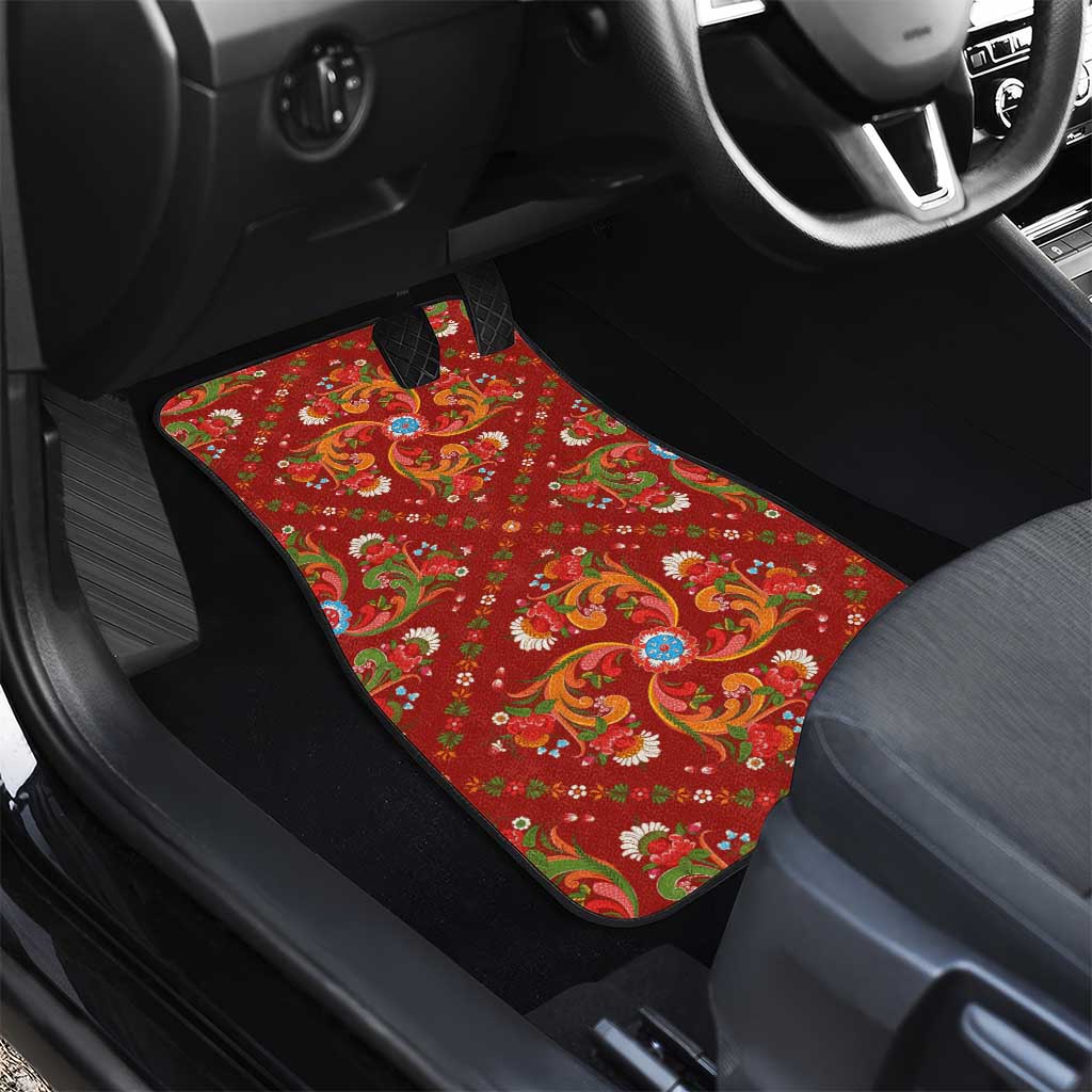 Norwegian Male Bunad Car Mats with Rosemaling Folk Art Red Color - Wonder Print Shop