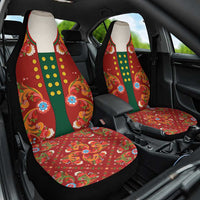 Norwegian Male Bunad Car Seat Cover with Rosemaling Folk Art Red Color - Wonder Print Shop