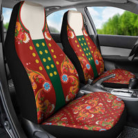 Norwegian Male Bunad Car Seat Cover with Rosemaling Folk Art Red Color - Wonder Print Shop