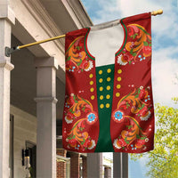 Norwegian Male Bunad Garden Flag with Rosemaling Folk Art Red Color - Wonder Print Shop