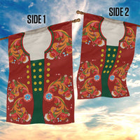 Norwegian Male Bunad Garden Flag with Rosemaling Folk Art Red Color - Wonder Print Shop