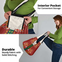 Norwegian Male Bunad Grocery Bag with Rosemaling Folk Art Red Color - Wonder Print Shop