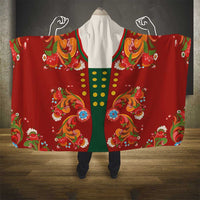Norwegian Male Bunad Hooded Blanket with Rosemaling Folk Art Red Color - Wonder Print Shop