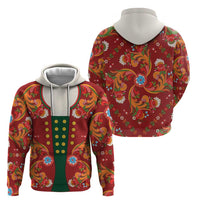 Norwegian Male Bunad Hoodie with Rosemaling Folk Art Red Color - Wonder Print Shop