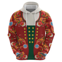 Norwegian Male Bunad Hoodie with Rosemaling Folk Art Red Color - Wonder Print Shop