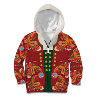 Norwegian Male Bunad Kid Hoodie with Rosemaling Folk Art Red Color - Wonder Print Shop