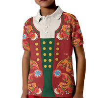 Norwegian Male Bunad Kid Polo Shirt with Rosemaling Folk Art Red Color - Wonder Print Shop