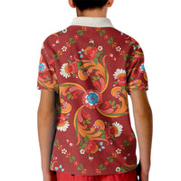 Norwegian Male Bunad Kid Polo Shirt with Rosemaling Folk Art Red Color - Wonder Print Shop