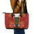 Norwegian Male Bunad Leather Tote Bag with Rosemaling Folk Art Red Color - Wonder Print Shop