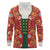 Norwegian Male Bunad Long Sleeve Polo Shirt with Rosemaling Folk Art Red Color - Wonder Print Shop