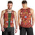 Norwegian Male Bunad Men Tank Top with Rosemaling Folk Art Red Color - Wonder Print Shop