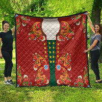 Norwegian Male Bunad Quilt with Rosemaling Folk Art Red Color - Wonder Print Shop