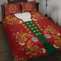 Norwegian Male Bunad Quilt Bed Set with Rosemaling Folk Art Red Color - Wonder Print Shop