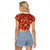 Norwegian Male Bunad Raglan Cropped T Shirt with Rosemaling Folk Art Red Color - Wonder Print Shop