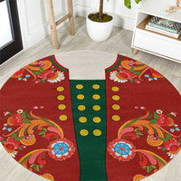 Norwegian Male Bunad Round Carpet with Rosemaling Folk Art Red Color - Wonder Print Shop