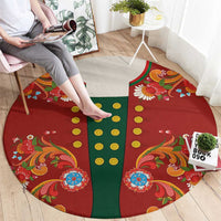 Norwegian Male Bunad Round Carpet with Rosemaling Folk Art Red Color - Wonder Print Shop