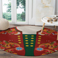 Norwegian Male Bunad Round Carpet with Rosemaling Folk Art Red Color - Wonder Print Shop