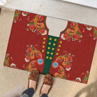 Norwegian Male Bunad Rubber Doormat with Rosemaling Folk Art Red Color - Wonder Print Shop