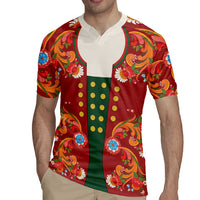 Norwegian Male Bunad Rugby Jersey with Rosemaling Folk Art Red Color - Wonder Print Shop