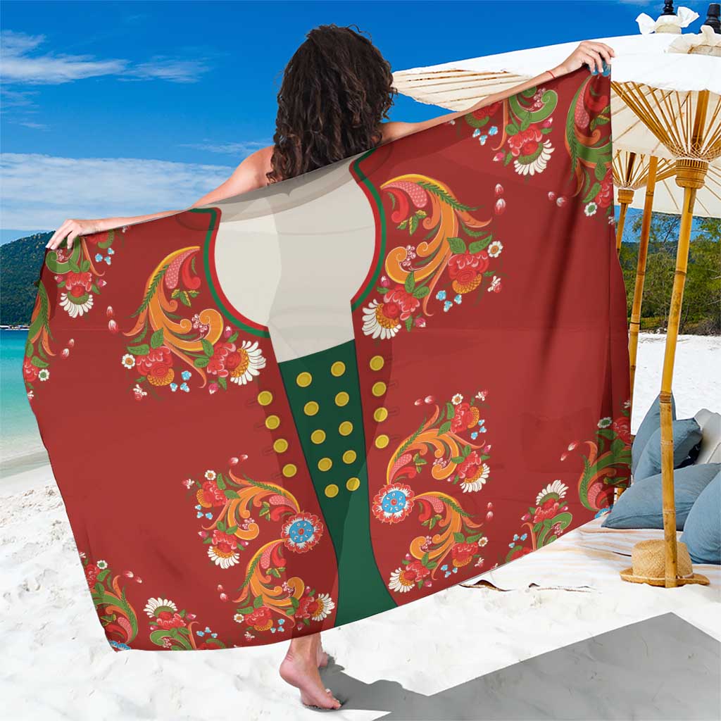 Norwegian Male Bunad Sarong with Rosemaling Folk Art Red Color - Wonder Print Shop