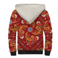 Norwegian Male Bunad Sherpa Hoodie with Rosemaling Folk Art Red Color - Wonder Print Shop