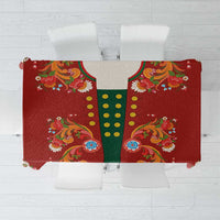Norwegian Male Bunad Tablecloth with Rosemaling Folk Art Red Color - Wonder Print Shop