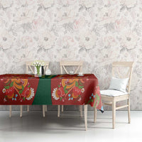 Norwegian Male Bunad Tablecloth with Rosemaling Folk Art Red Color - Wonder Print Shop