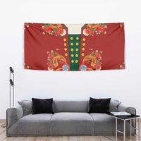 Norwegian Male Bunad Tapestry with Rosemaling Folk Art Red Color - Wonder Print Shop