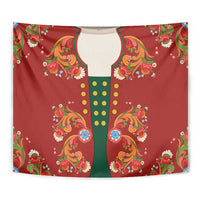 Norwegian Male Bunad Tapestry with Rosemaling Folk Art Red Color - Wonder Print Shop