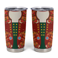 Norwegian Male Bunad Tumbler Cup with Rosemaling Folk Art Red Color - Wonder Print Shop