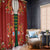 Norwegian Male Bunad Window Curtain with Rosemaling Folk Art Red Color - Wonder Print Shop