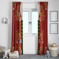 Norwegian Male Bunad Window Curtain with Rosemaling Folk Art Red Color - Wonder Print Shop
