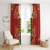 Norwegian Male Bunad Window Curtain with Rosemaling Folk Art Red Color - Wonder Print Shop