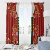 Norwegian Male Bunad Window Curtain with Rosemaling Folk Art Red Color - Wonder Print Shop