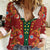 Norwegian Male Bunad Women Casual Shirt with Rosemaling Folk Art Red Color - Wonder Print Shop