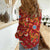 Norwegian Male Bunad Women Casual Shirt with Rosemaling Folk Art Red Color - Wonder Print Shop
