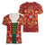 Norwegian Male Bunad Women V-Neck T-Shirt with Rosemaling Folk Art Red Color - Wonder Print Shop