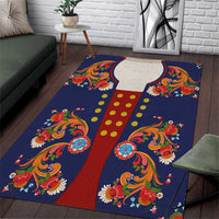 Norwegian Male Bunad Area Rug with Rosemaling Folk Art Navy Color - Wonder Print Shop