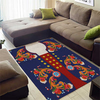Norwegian Male Bunad Area Rug with Rosemaling Folk Art Navy Color - Wonder Print Shop